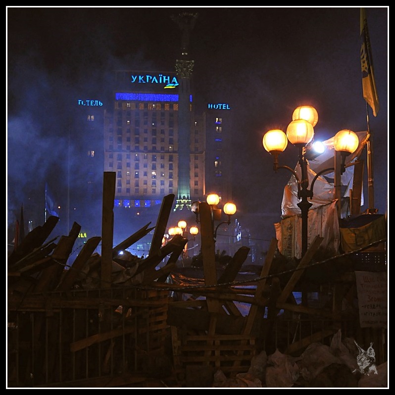 Kiev - revolution de 2014 Euromaidan. Barricades Place Maidan